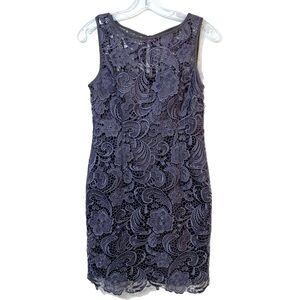 Adrianna Papell Dark Gray Brocade Lace Cocktail Dress Women’s Size 4P